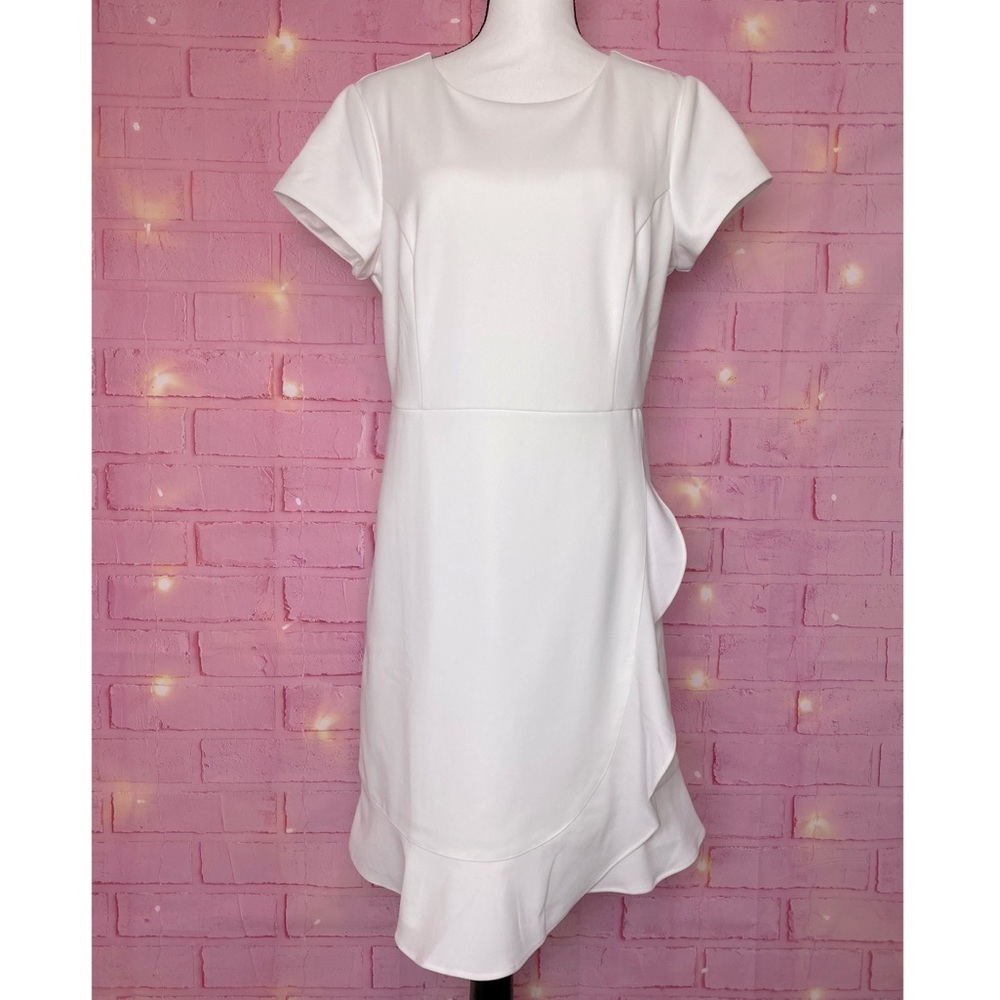 White House Black Market Midi White Dress size 14